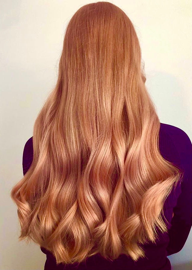 Peach apricot hair extensions