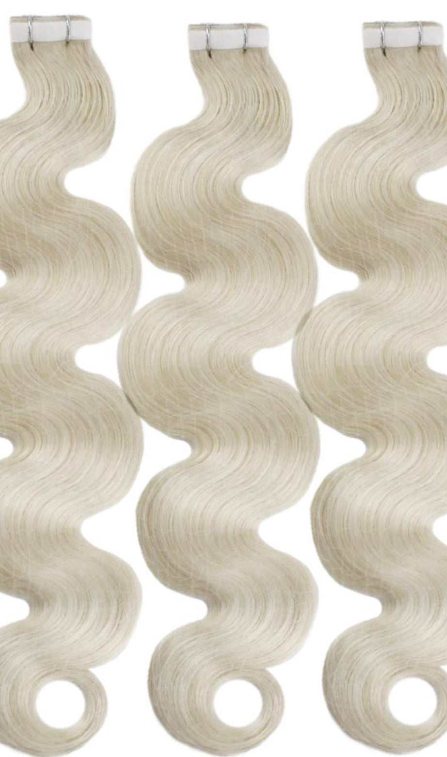 wavy platinum blonde tape hair extensions