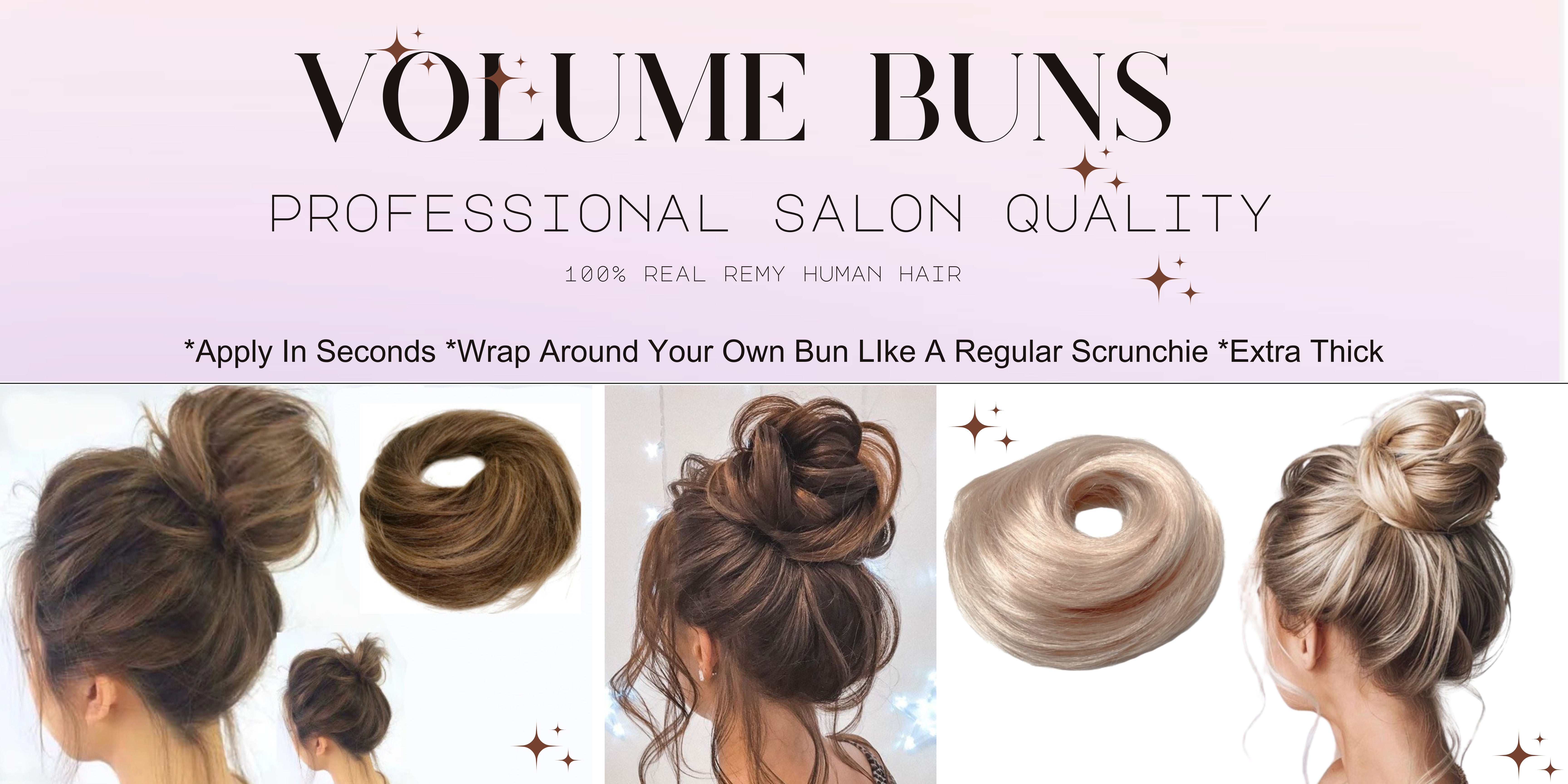 Human hair bun, 100% real virgin human hair scrunchies bun