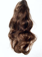 100% human hair light brown wavy clip in ponytail