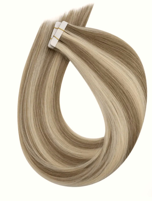 HONEY BRONDE HIGHLIGHTED TAPE HAIR EXTENSIONS