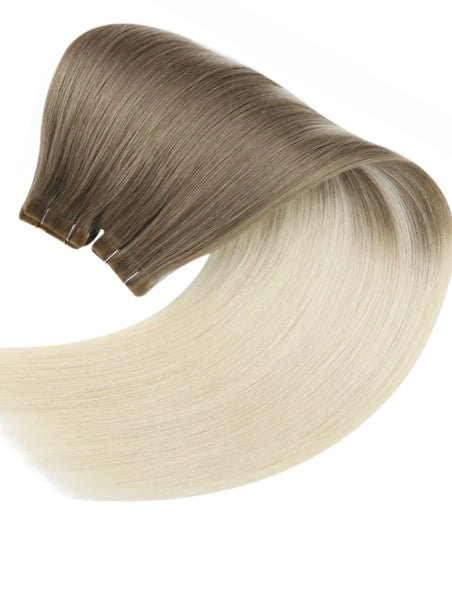 #18/60 "NORDIC" BLONDE ASH BLONDE ON PLATINUM BALAYAGE TAPE HAIR EXTENSIONS