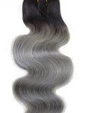 #1B GREY BALAYAGE EXTRA THICK CLIP IN HAIR EXTENSIONS 