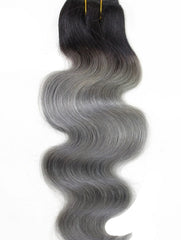 BLACK TO GREY ROOT STRETCH BALAYAGE CLIP IN HAIR EXTENSIONS 