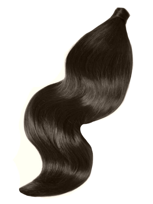 #1B DARKEST BROWN / NATURAL BLACK - 100% HUMAN HAIR PONYTAIL HAIR EXTENSION