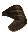 dark ash brown highlight balayage tape hair extensions 