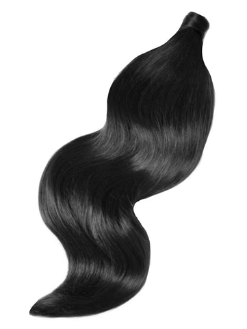 #1 - EBONY - JET BLACK - 100% HUMAN HAIR PONYTAIL HAIR EXTENSION