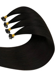 #1 "EBONY" JET BLACK KERATIN BOND HAIR EXTENSIONS