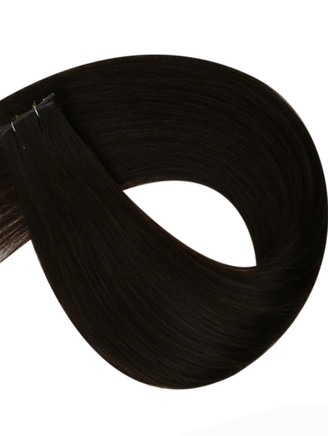 ebony jet black weft remy human hair extensions 