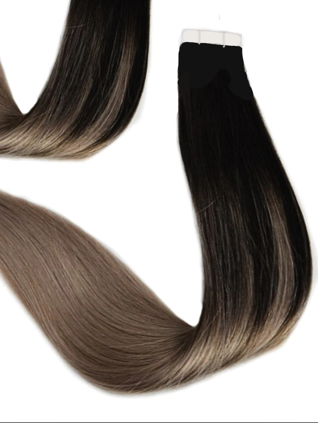 black to light ash brown highlight balayage hair extensions 