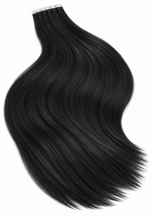 #1 EBONY JET BLACK TAPE HAIR EXTENSIONS