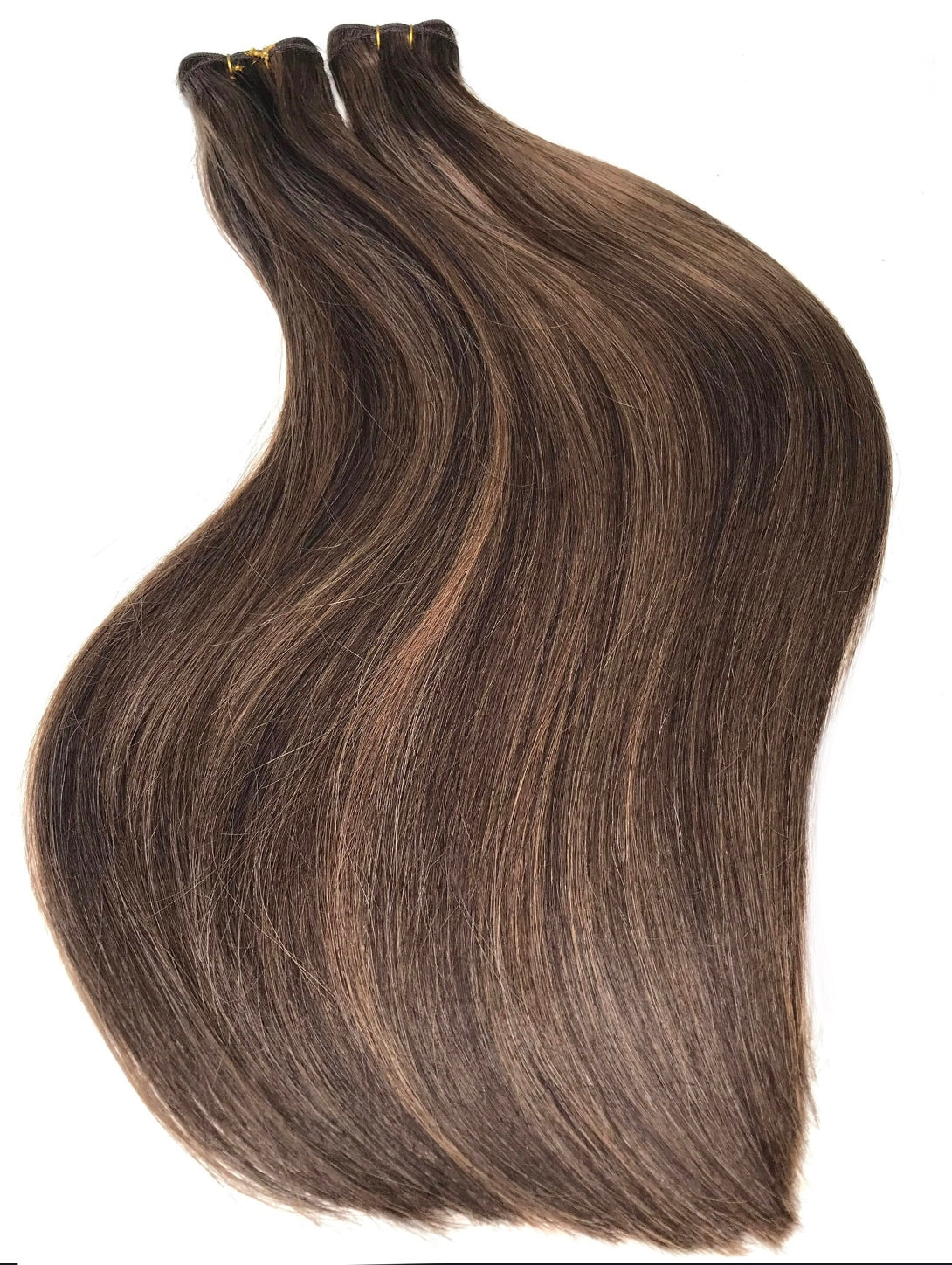 #1b/8 Sugar and spice brown highlighted weft hair extensions