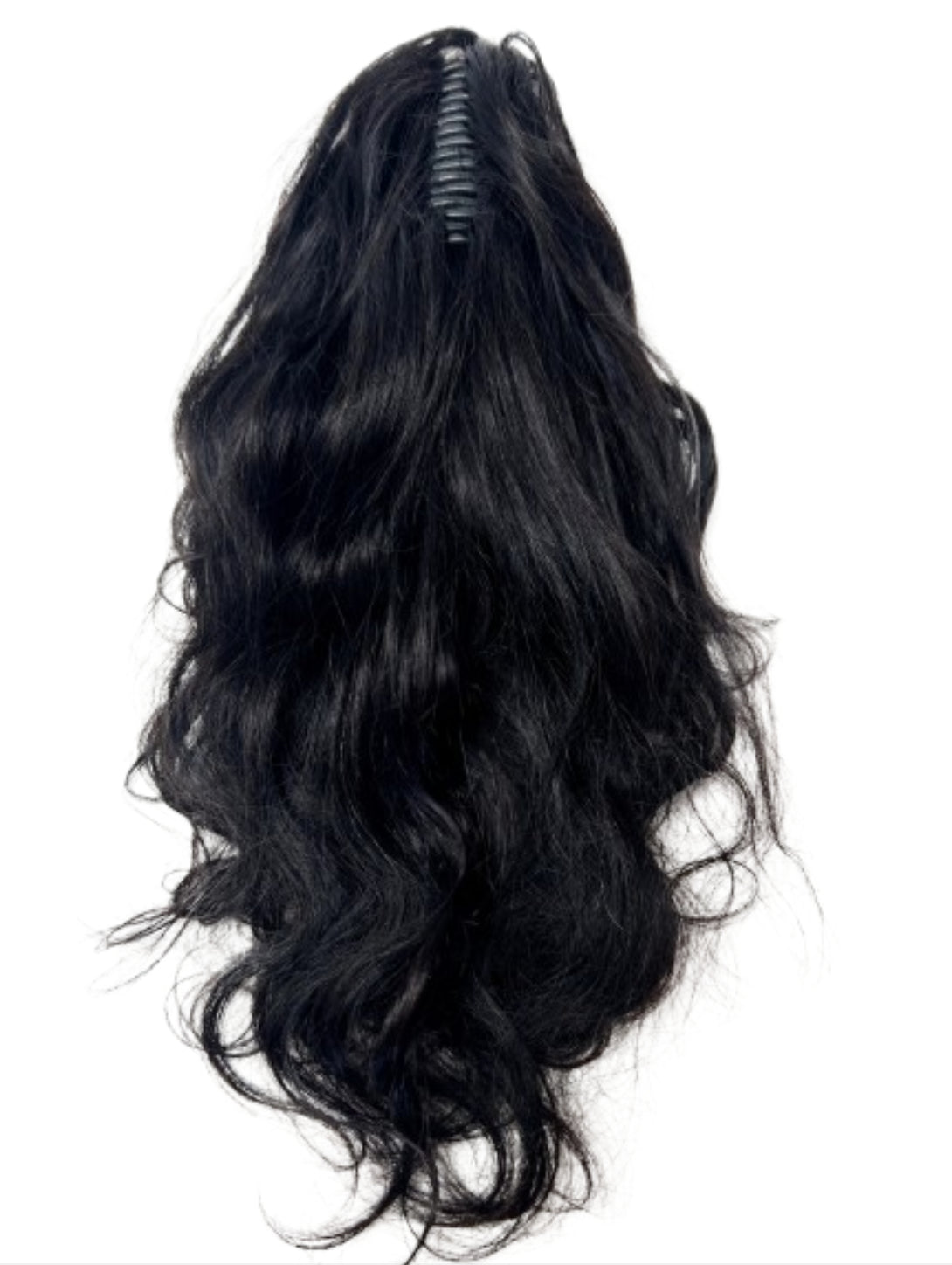 black wavy 100% human hair clip in ponytail