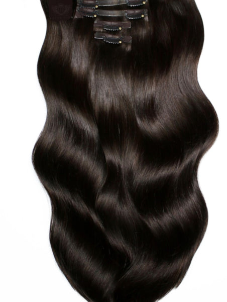 #1b NATURAL BLACK ULTIMATE CLIP IN HAIR EXTENSIONS