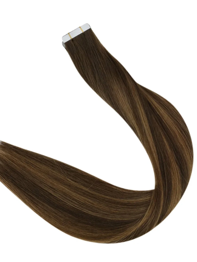 #2/14/8 "SIENNA SUNSET" BROWN BALAYAGE TAPE HAIR EXTENSIONS