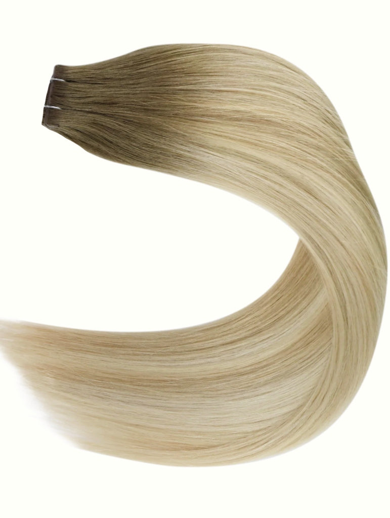 #4/60/613 "NORDIC BLONDE" ROOT STRETCH LIGHT BROWN TO BLONDE TAPE HAIR EXTENSION