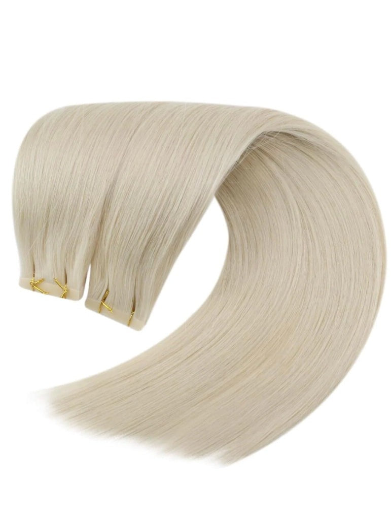 #60 PLATINUM BLONDE REMY TAPE HAIR EXTENSIONS