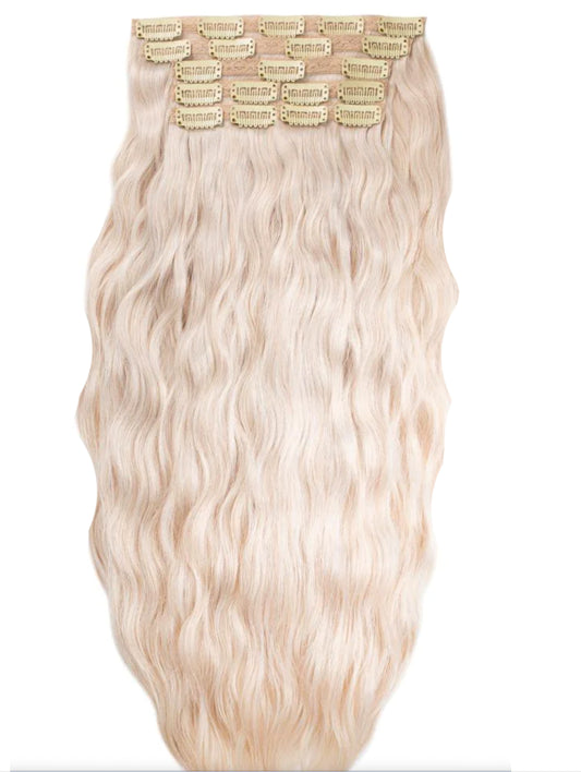 #613 BUTTER BLONDE WAVY CLIP IN HAIR EXTENSIONS