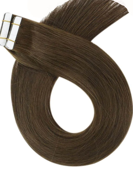 #6 "MAPLE BROWN"ASH BROWN TAPE HAIR EXTENSIONS