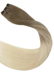 #6/22/60 "NORDIC BLONDE"  BROWN TO BLONDE WEFT HAIR EXTENSIONS