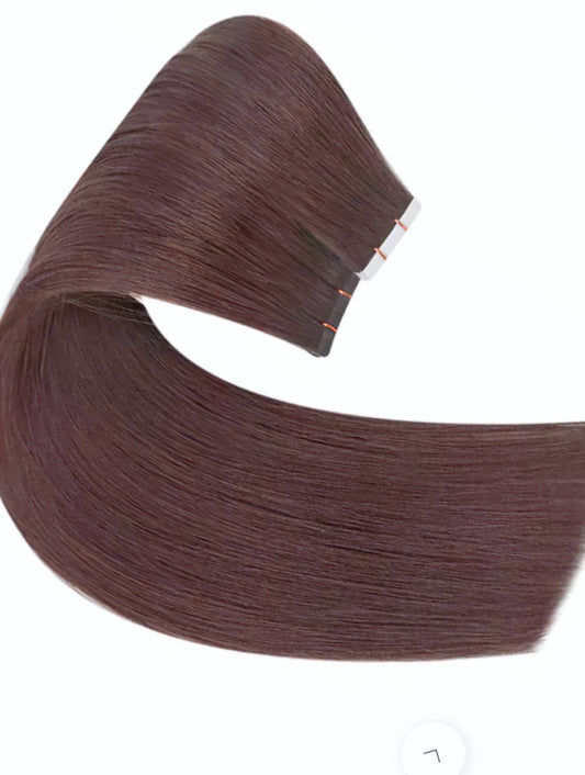#6 "MAPLE BROWN"MEDIUM BROWN TAPE HAIR EXTENSIONS