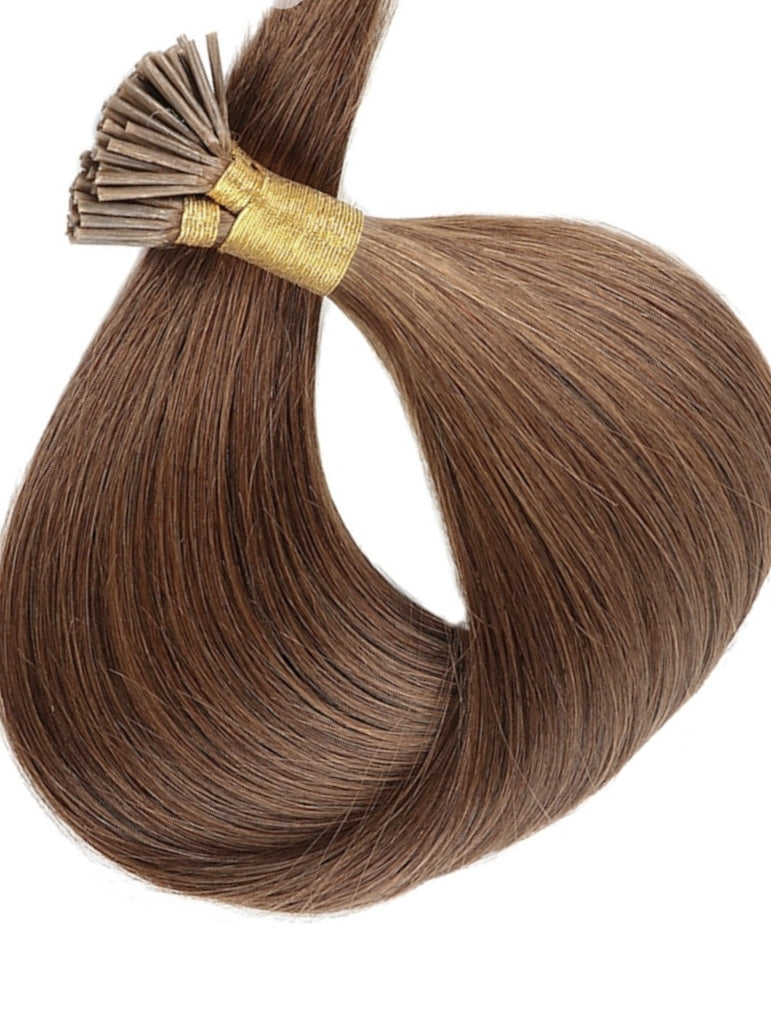 #8 LIGHT CHESTNUT BROWN MICRO BEAD HAIR EXTENSIONS