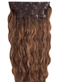 #8/10 WAVY HIGHLIGHTED BROWN CLIP IN HAIR EXTENSIONS
