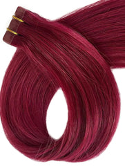 bright burgundy red premium remy tape hair extensions 