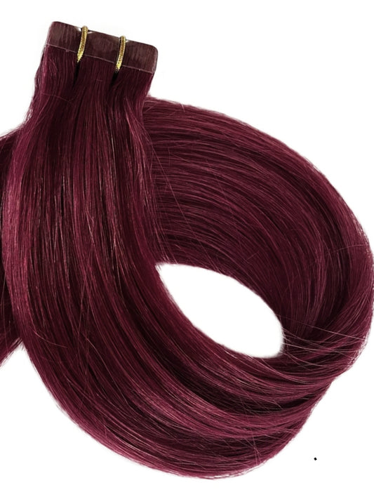 99j dark burgundy red premium remy tape hair extension