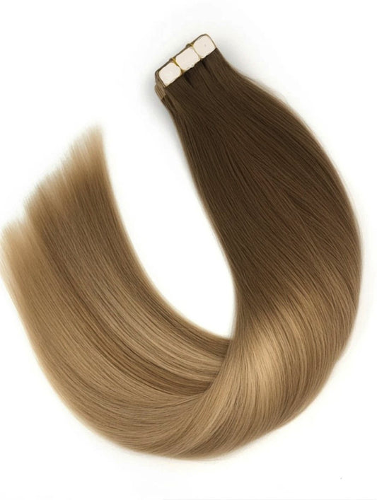#2/10/16 "AMAZONIAN SWIRL" BROWN BALAYAGE TAPE HAIR EXTENSIONS