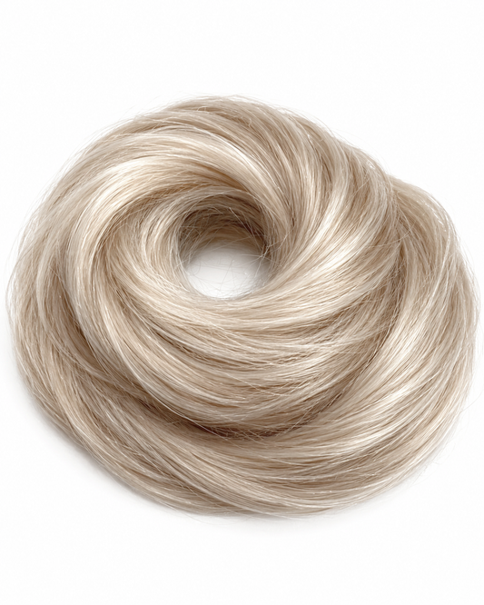 #Icy Blonde Highlighted Booster Bun - 100% real human remy hair scrunchie bun