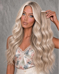 RUSSIAN #18/613 ASH BLONDE HIGHLIGHT WAVY TAPE HAIR EXTENSIONS