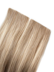 Cinnamon & Blonde Highlight Root Stretch Balayage Invisible Tape Hair Extensions - Pure Tape Hair Extensions 