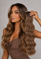RUSSIAN #2b/3 WARM BRUNETTE HIGHLIGHT WAVY TAPE HAIR EXTENSIONS
