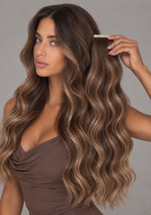 #10/22 BROWN & BLONDE HIGHLIGHT WAVY TAPE HAIR EXTENSIONS