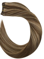 #6/22 LIGHT BROWN & BLONDE FOILED WEFT / WEAVE HAIR EXTENSIONS