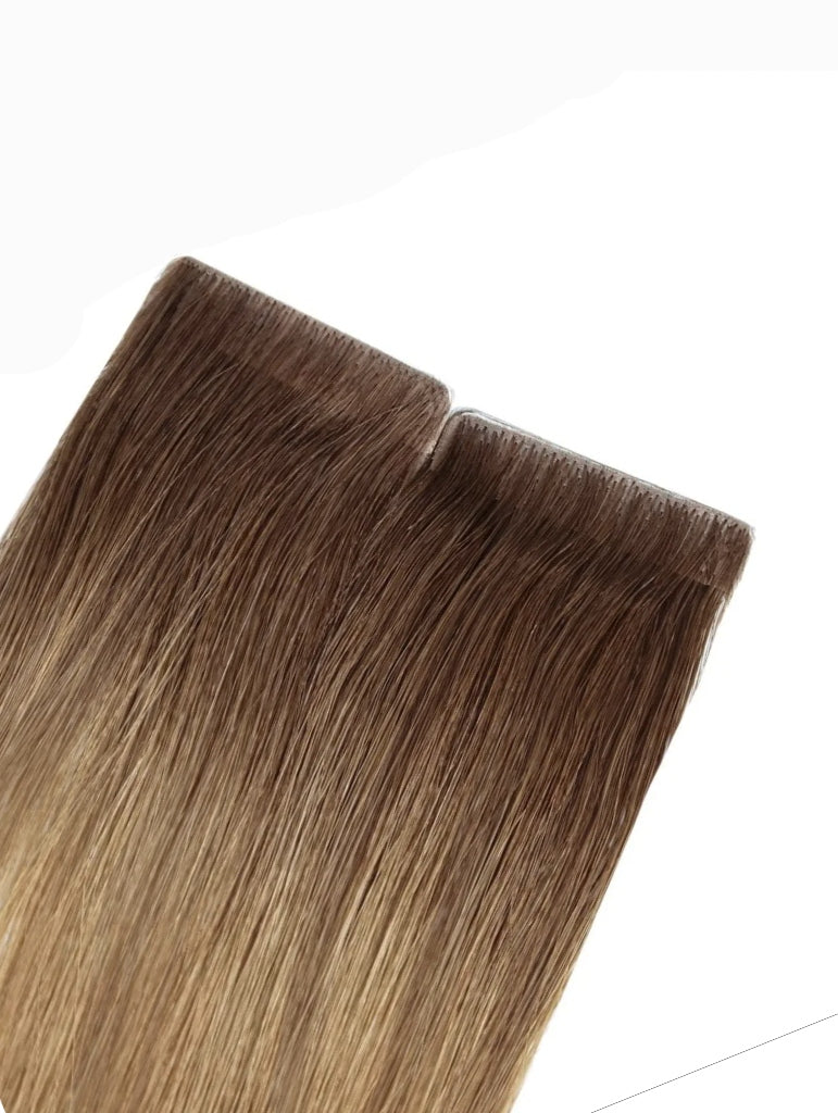 #10/22 Cinnamon & Blonde Highlighted Balayage Tape Hair Extensions - Pure Tape Hair Extensions 