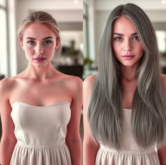 Gunmetal grey hair extensions - ultra ash brown hair extensions

