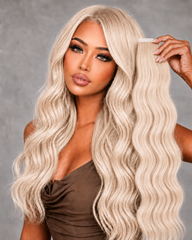 LIGHT BLONDE HIGHLIGHT RUSSIAN WAVY TAPE HAIR EXTENSIONS