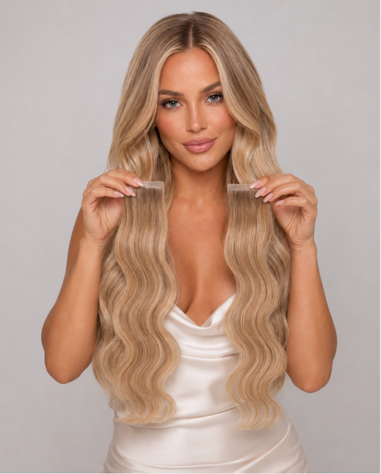 #16/60 BLONDE HIGHLIGHT WAVY TAPE HAIR EXTENSIONS