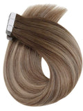 #6/613/6 LIGHT BROWN HIGHLIGHTED BALAYAGE TAPE HAIR EXTENSIONS