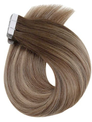 #6/613/6 LIGHT BROWN HIGHLIGHTED BALAYAGE TAPE HAIR EXTENSIONS