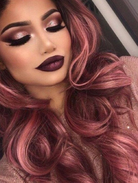 mauve pastel pink hair extensions