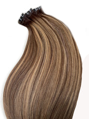 Brown caramel balayage Russian hair extensions 