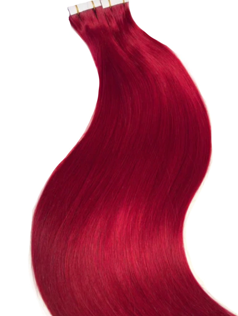 RED PREMIUM REMY TAPE HAIR EXTENSIONS 