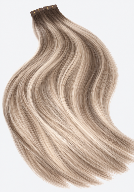 RUSSIAN #4/24/16 "BOHEMIAN BLONDE" HIGHLIGHTED BALAYAGE TAPE HAIR EXTENSIONS