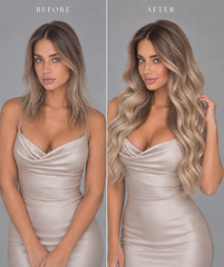 ASH BROWN ROOT STRETCH HIGHLIGHT RUSSIAN WAVY TAPE HAIR EXTENSIONS