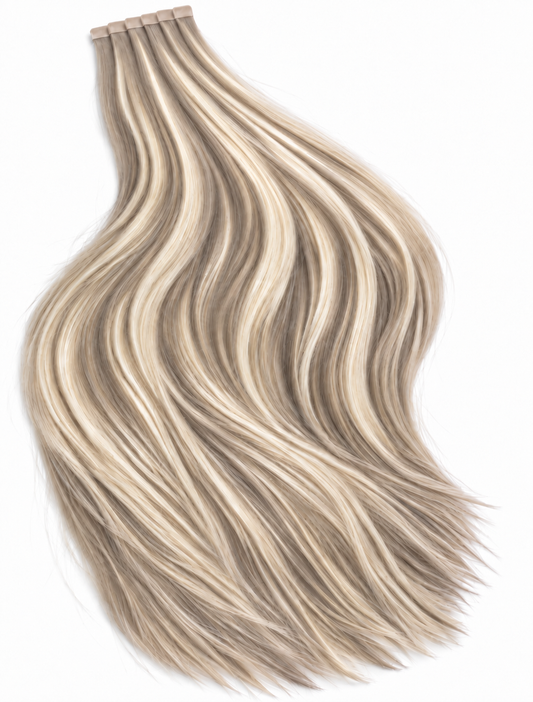 ASH BLONDE HIGHLIGHTED TAPE HAIR EXTENSIONS