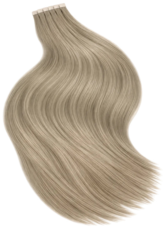 #18/10 "SMOKY BLONDE" DARK ASH BLONDE HIHGHLIGHTS TAPE HAIR EXTENSIONS