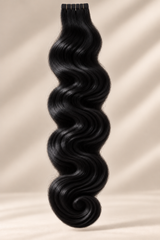 MIDNIGHT BLACK WAVY TAPE HAIR EXTENSIONS